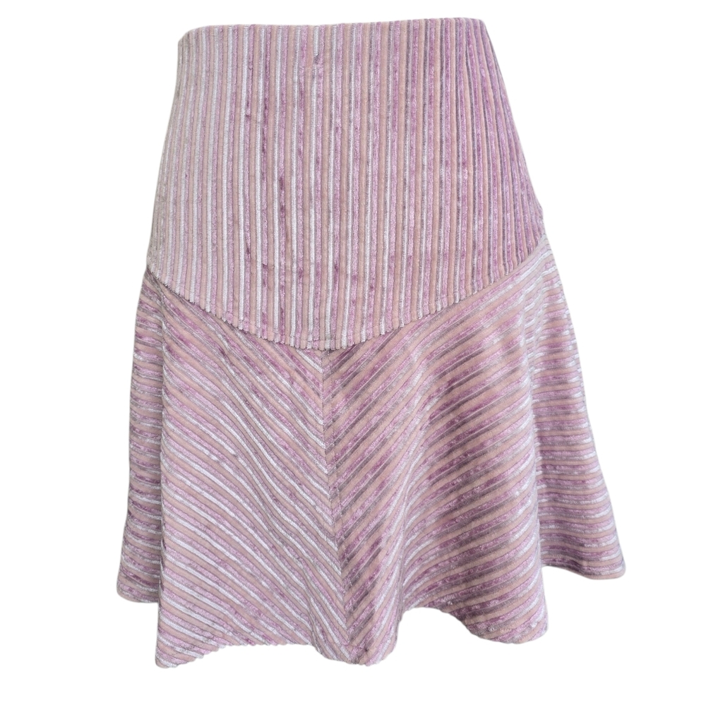 Free People Camden Velvet Ribbed Pink Purple Mini Skirt Size L
